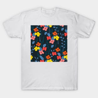 Blue Flowers Design T-Shirt